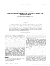 NOTES and CORRESPONDENCE Impact of Great Salinity Anomalies