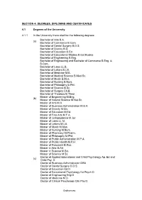 Section 4: Degrees, Diplomas and Certificates