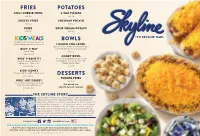 Skyline Chili Menu
