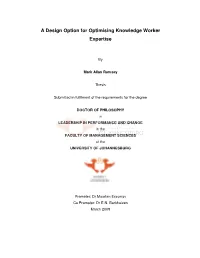A Design Option for Optimising Knowledge Worker Expertise