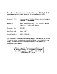 Assessing the Validity of Voice Stress Analysis Tools in a Jail Setting