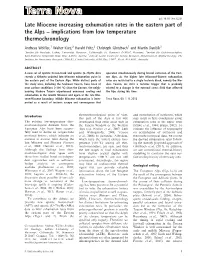 Late Miocene Increasing Exhumation Rates in the Eastern Part of the Alps – Implications from Low Temperature Thermochronology