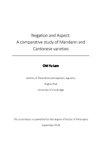 Negation and Aspect: a Comparative Study of Mandarin and Cantonese Varieties