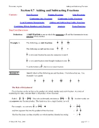 Section 0.7 Adding and Subtracting Fractions