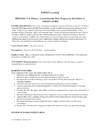 SOPHIA Learning HIST1010: U.S. History: Learn from the Past