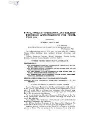 State, Foreign Operations, and Related Programs Appropriations for Fiscal Year 2018