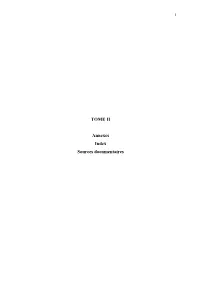 TOME II Annexes Index Sources Documentaires