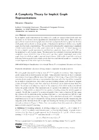 A Complexity Theory for Implicit Graph Representations