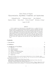 Cycle Bases in Graphs Characterization, Algorithms, Complexity, and Applications