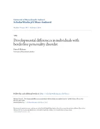 Developmental Differences in Individuals with Borderline Personality Disorder