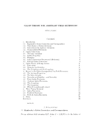GALOIS THEORY for ARBITRARY FIELD EXTENSIONS Contents 1