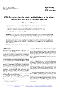 IRFM T$ {\Sf\Sl Eff}$ Calibrations for Cluster and Field Giants in the Vilnius, Geneva, RI$ {\Sf\Sl (C)}$ and DDO Photometric Sy