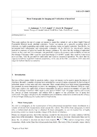 Muon Tomography for Imaging and Verification of Spent Fuel