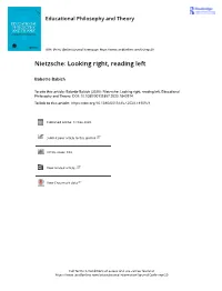Nietzsche: Looking Right, Reading Left