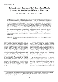 Calibration of Gantang (Sa') Based On