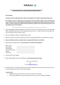 Instructions for Returning the Failed Device***