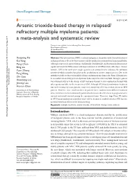 Refractory Multiple Myeloma Patients: a Meta-Analysis and Systematic Review