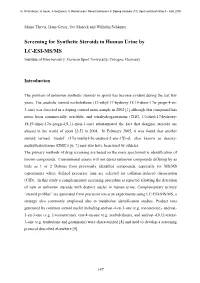 Screening for Synthetic Steroids in Human Urine by LC-ESI-MS/MS