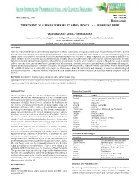 Treatment of Various Diseases by Canna Indica L