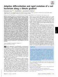 Adaptive Differentiation and Rapid Evolution of a Soil Bacterium Along a Climate Gradient