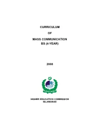Curriculum of Mass Communication Bs (4-Year) 2008