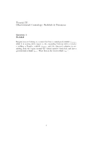 Tutorial IV. Observational Cosmology: Redshift & Distances