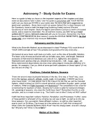 Astronomy 7 - Study Guide for Exams