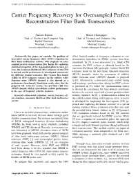 Carrier Frequency Recovery for Oversampled Perfect Reconstruction Filter Bank Transceivers