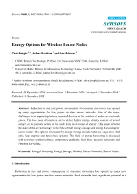 Energy Options for Wireless Sensor Nodes