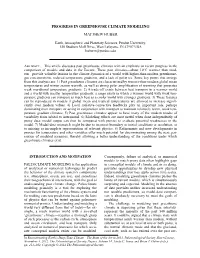 Progress in Greenhouse Climate Modeling Matthew Huber