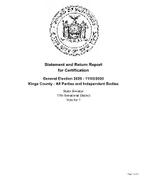 Statement and Return Report for Certification General Election 2020