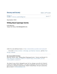 Writing About Espionage Secrets