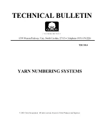 Yarn Numbering Systems