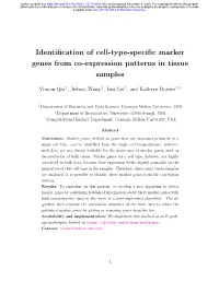 Identification of Cell-Type-Specific Marker Genes from Co-Expression Patterns in Tissue Samples