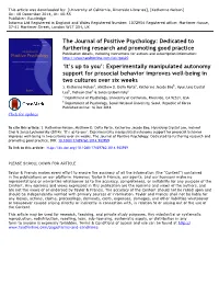 'It's up to You': Experimentally Manipulated Autonomy Support For