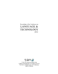 Proceedings of the Conference on Language & Technology 2012