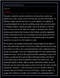 To Read an Introduction to Political Science By