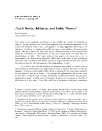 Dutch Books, Additivity, and Utility Theory1