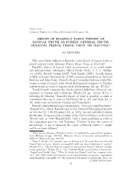 Origin of Russell's Early Theory of Logical Truth As Purely General Truth