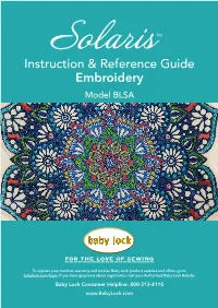 Solaris Embroidery Instruction and Reference Guide