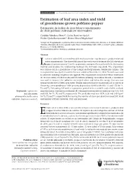 Estimation of Leaf Area Index and Yield of Greenhouse-Grown Poblano