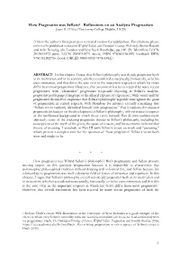 How Pragmatist Was Sellars? Reflections on an Analytic Pragmatism James R