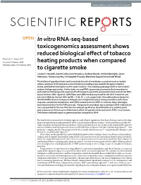 In Vitro RNA-Seq-Based Toxicogenomics Assessment Shows