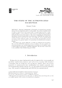 The State of the Authenticated Encryption 1