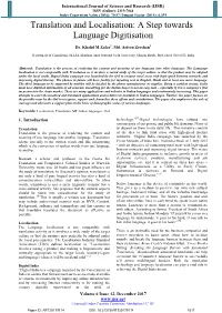 Translation and Localisation: a Step Towards Language Digitisation