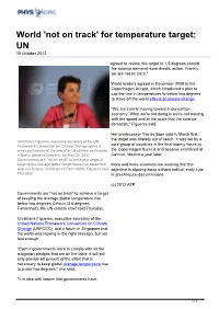For Temperature Target: UN 18 October 2012