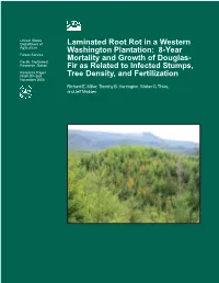 Laminated Root Rot in a Western Washington Plantation: 8-Year Mortality and Growth of Douglas-Fir As Related to Infected Stumps, Tree Density, and Fertilization