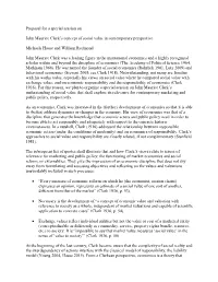 Proposal for a Special Session on John Maurice Clark's Concept Of