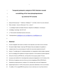 Temporal Proteomic Analysis of HIV Infection Reveals Remodelling of The