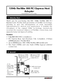1394B Firewire 800 PCI Express Host Adapter Installation Guide